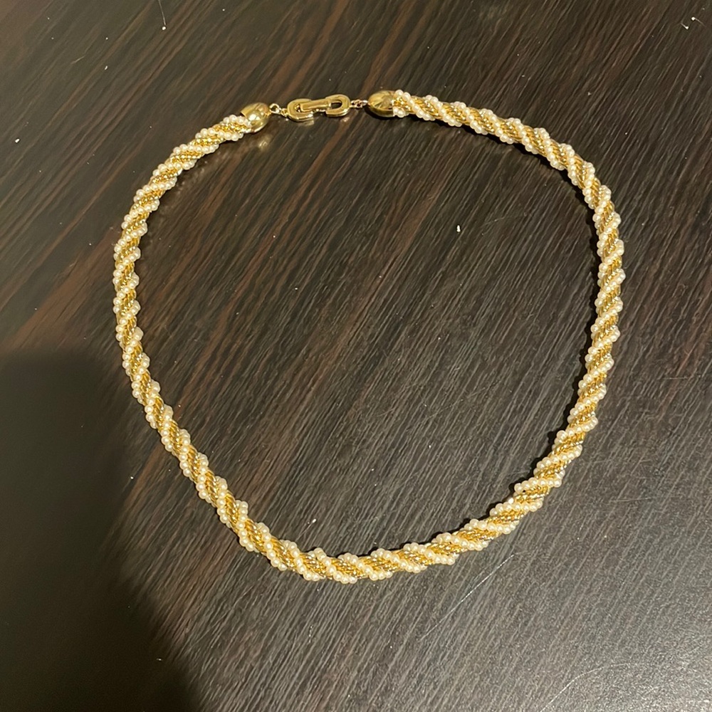 Vintage Richelieu Pearl and Gold Beaded Necklace